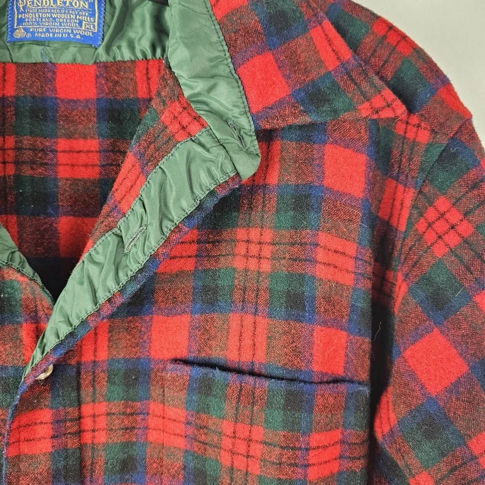 Pendleton Red Plaid Macduff Tartan‎ WOOL Flannel Shirt XL Mens Button Front LS